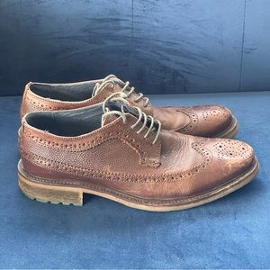 Dune London Shoes Mens 8 EU 41 Bongo Brown Leather Wingtip Brogue Dress Casual